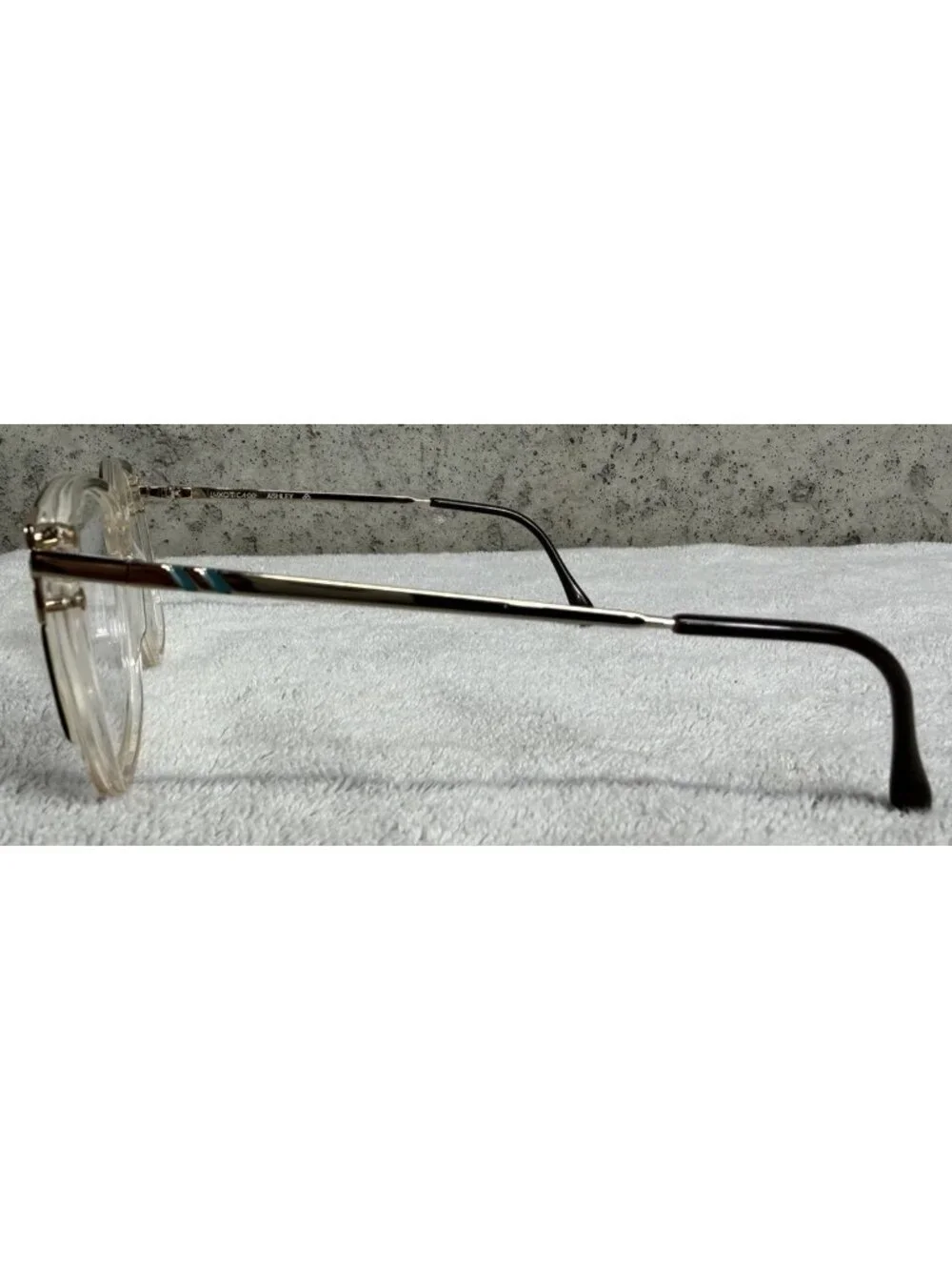 Vintage Luxottica Italy “ASHLEY” Oversized Round Blue Gold Eyeglasses 56-15-135